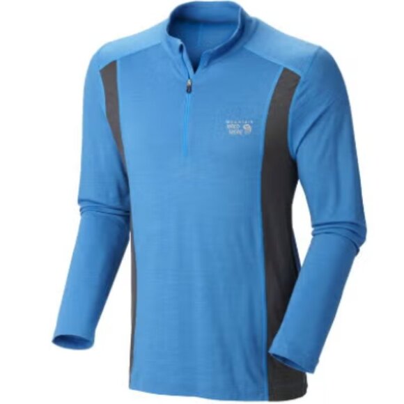 Mountain Hardwear Men's Large Integral Pro Blue Long Sleeve Quarter Zip Pullover - Picture 1 of 5